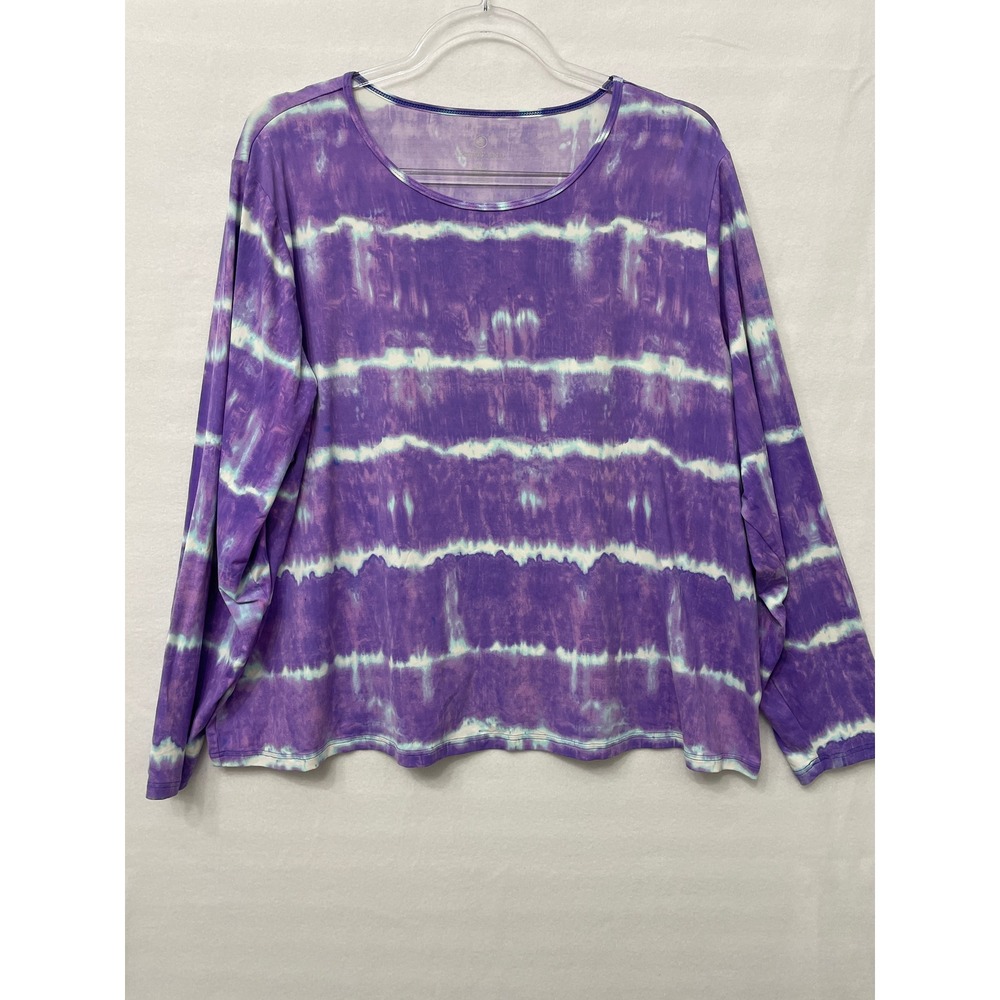 Lands' End Size 2X Purple Tie Dye Striped Vacation Outdoor Sun Protection